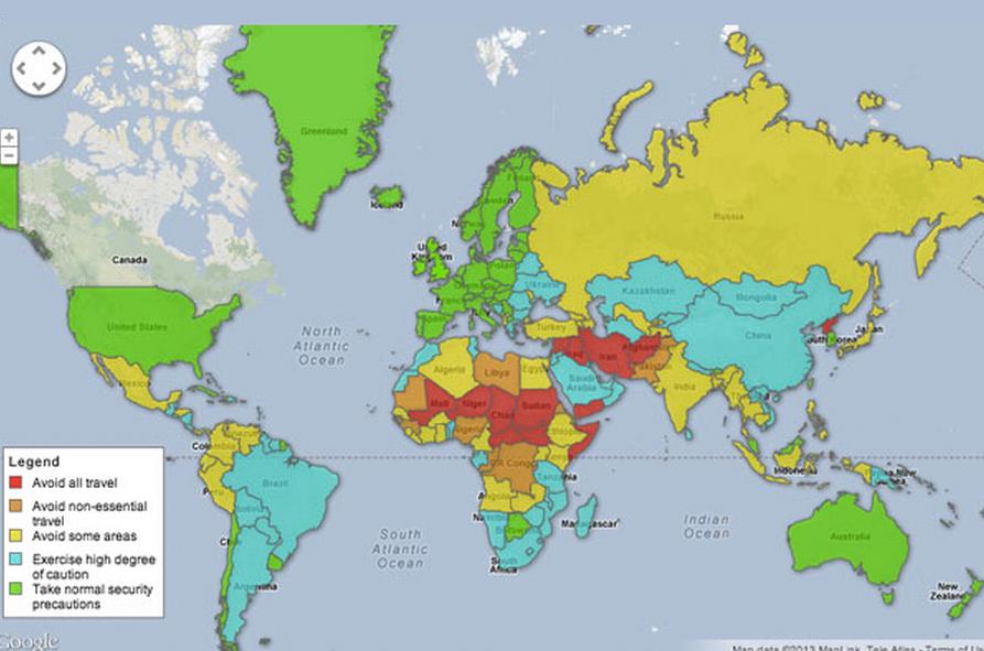 ¿Cómo evalúan a R.D? Mapa interactivo muestra cuan peligroso es cada país